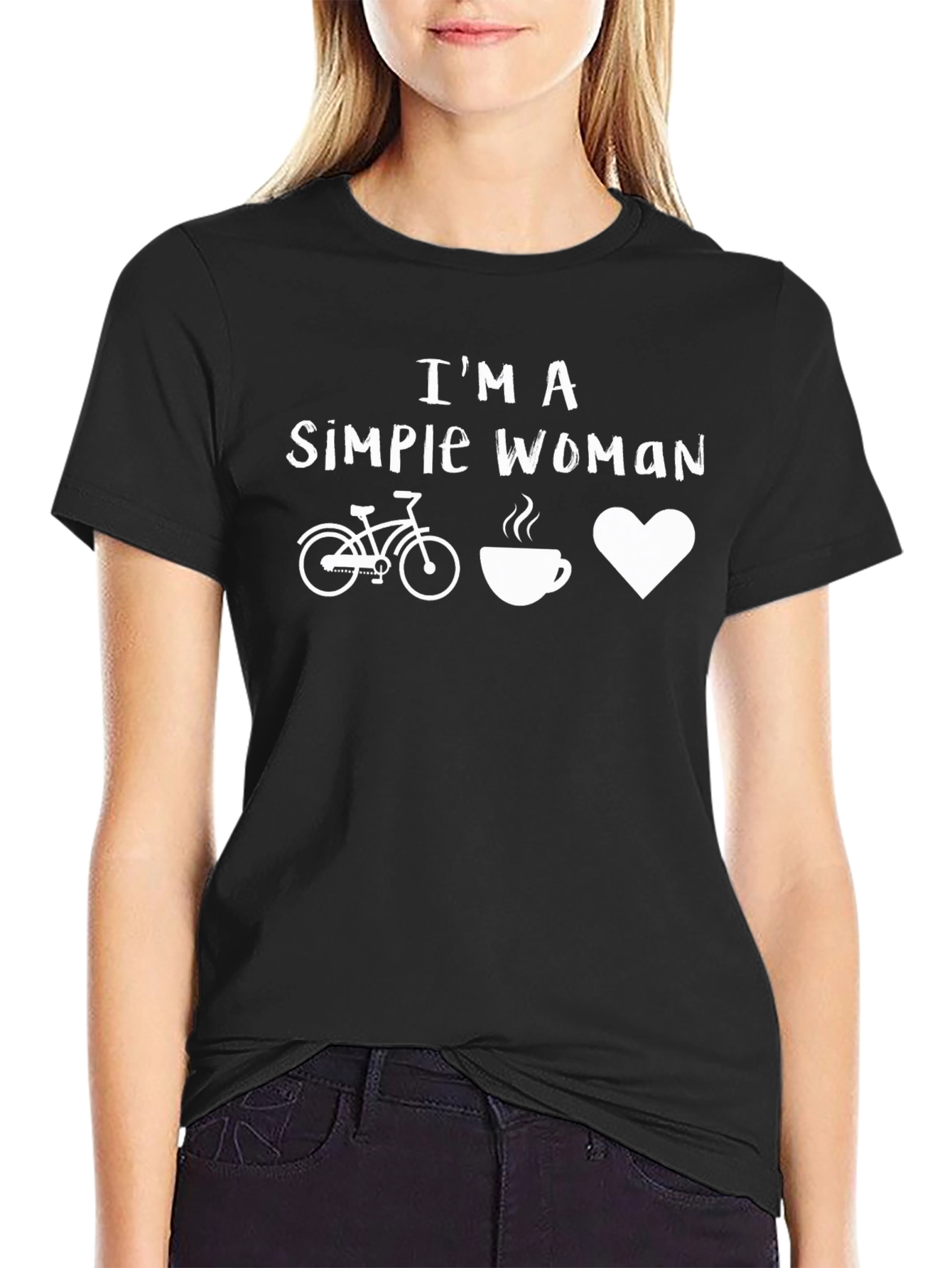 Simple Woman Bike Coffee Heart T-Shirt