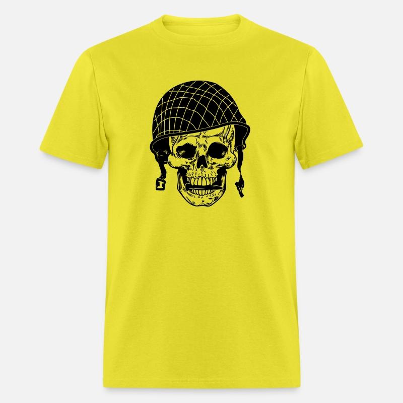 Soldier skull with helmet and a bullet between the