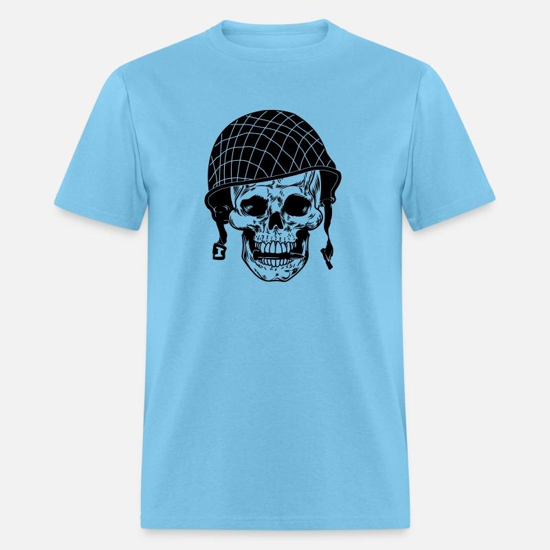 Soldier skull with helmet and a bullet between the