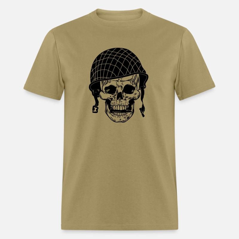 Soldier skull with helmet and a bullet between the