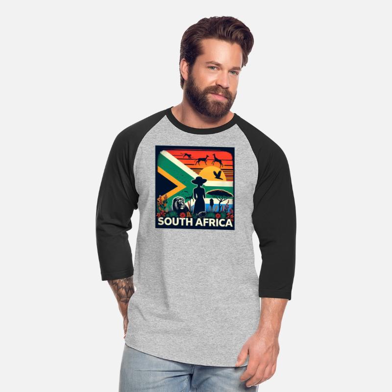 South Africa, colorful flag with birds, and trees
