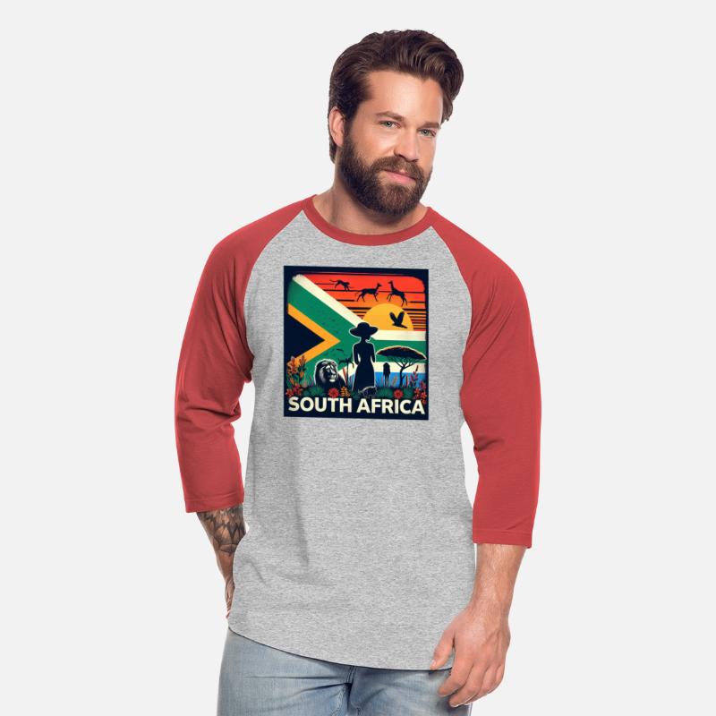 South Africa, colorful flag with birds, and trees