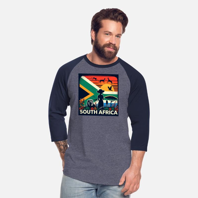 South Africa, colorful flag with birds, and trees