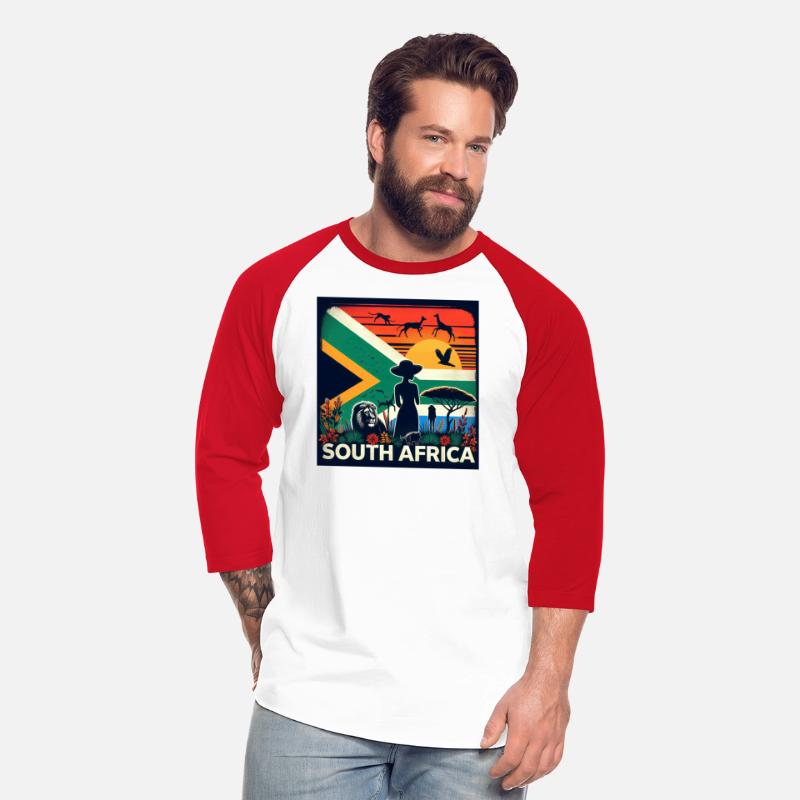 South Africa, colorful flag with birds, and trees