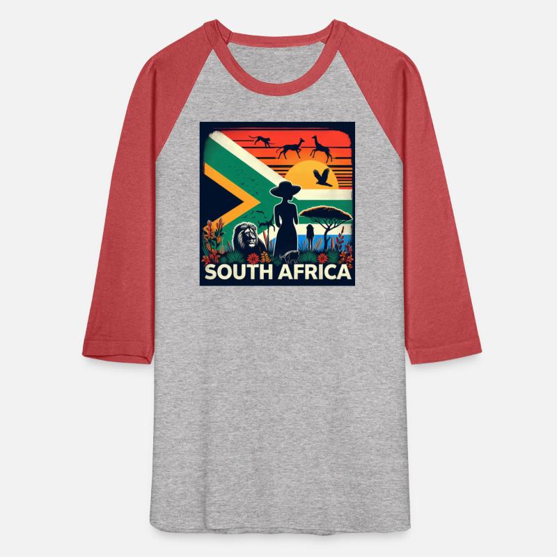 South Africa, colorful flag with birds, and trees