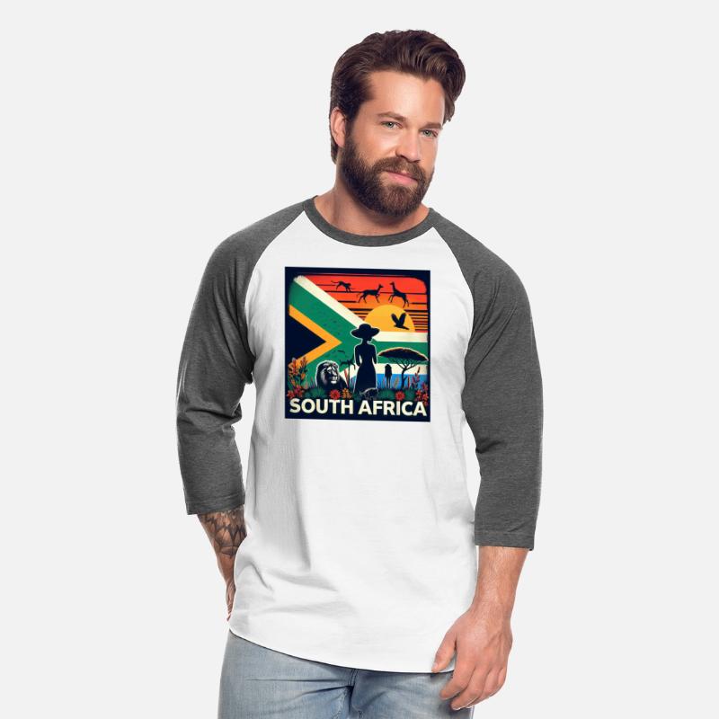 South Africa, colorful flag with birds, and trees