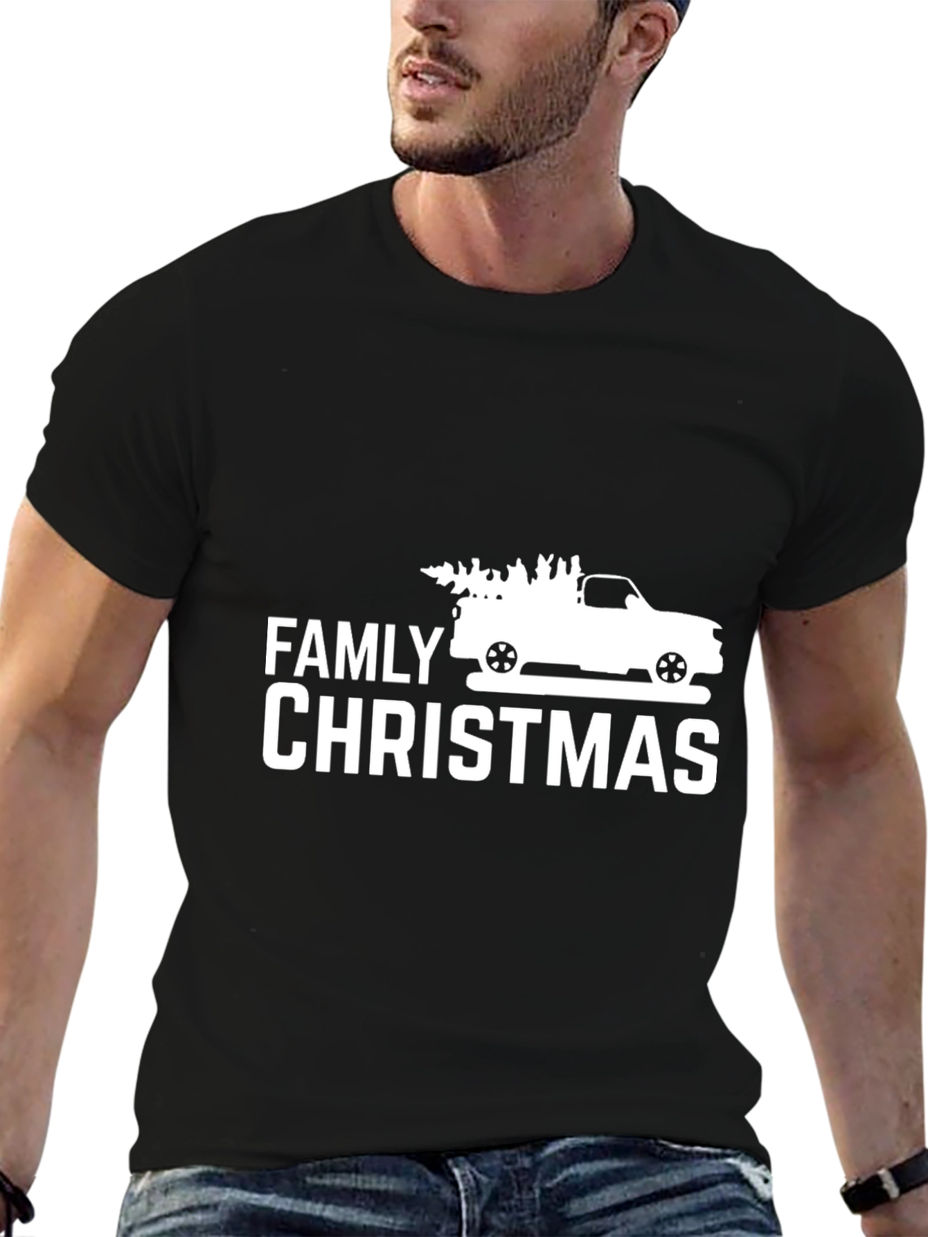 Family Christmas Truck Graphic Tee - Black