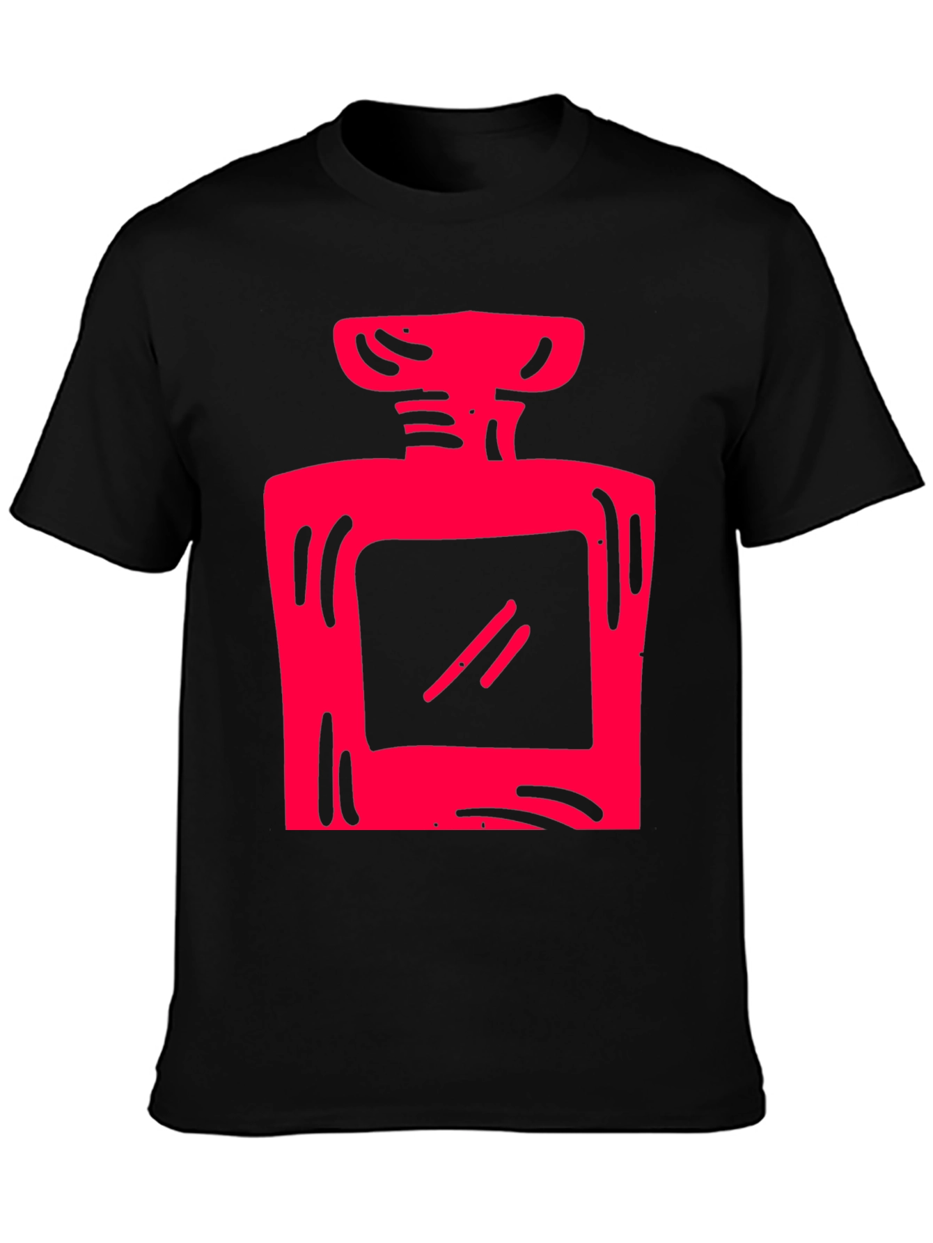 Red Graphic Print Black T-Shirt