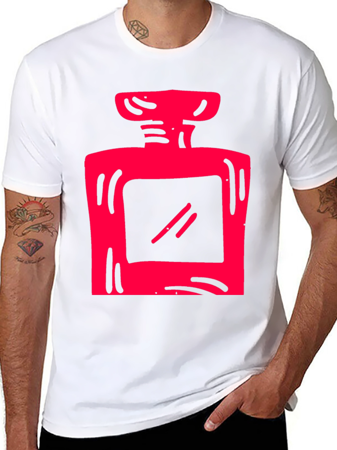 Red Graphic Print Black T-Shirt
