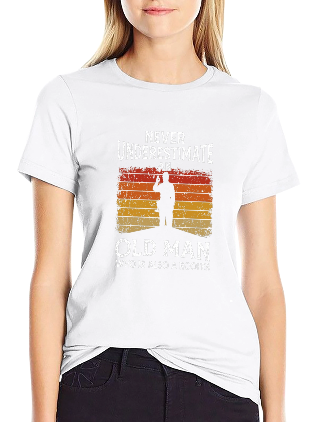 Never Underestimate Old Man Roofer Graphic Tee