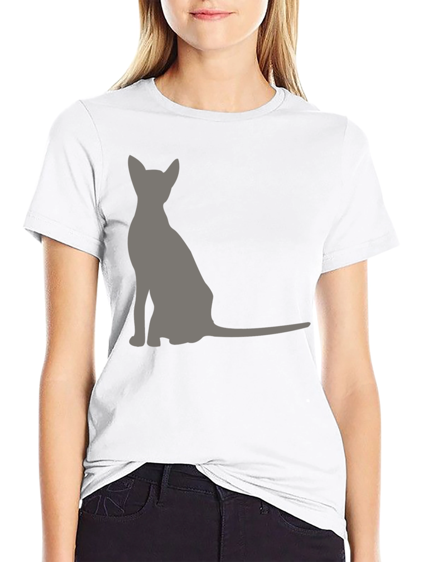 Cool Cat Silhouette Graphic Tee - Black