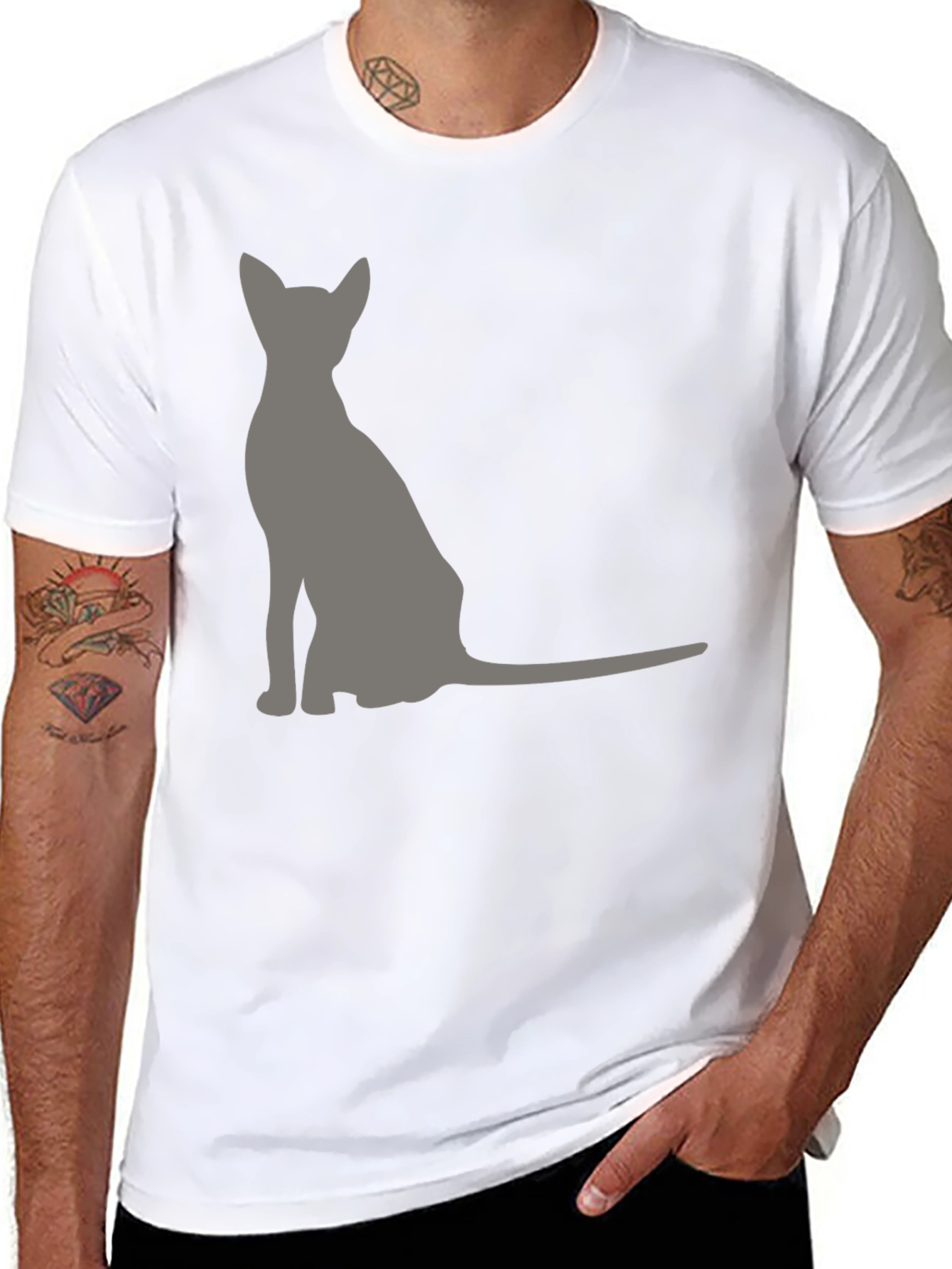 Cool Cat Silhouette Graphic Tee - Black