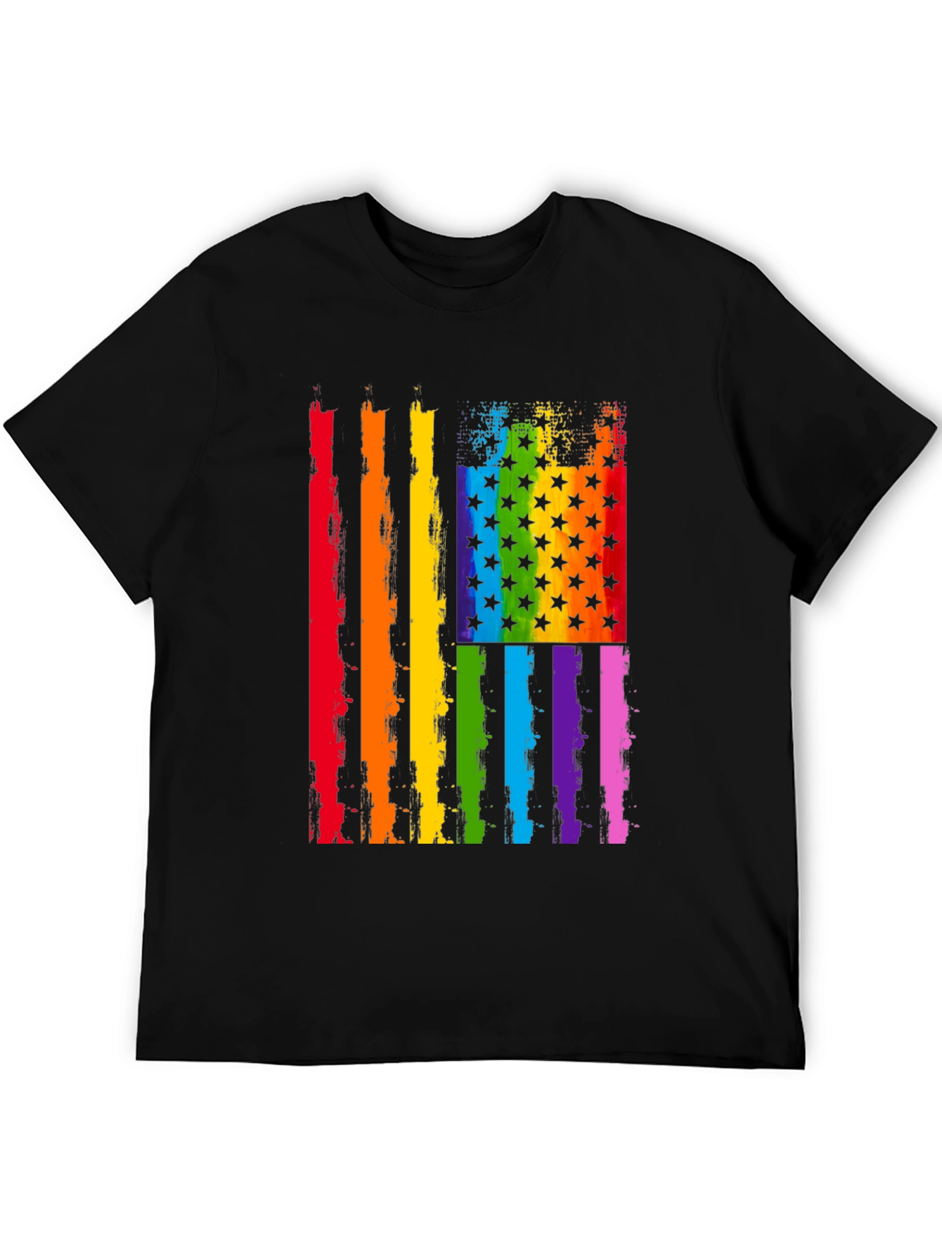 Pride Flag Graphic Tee - Unisex Black Shirt