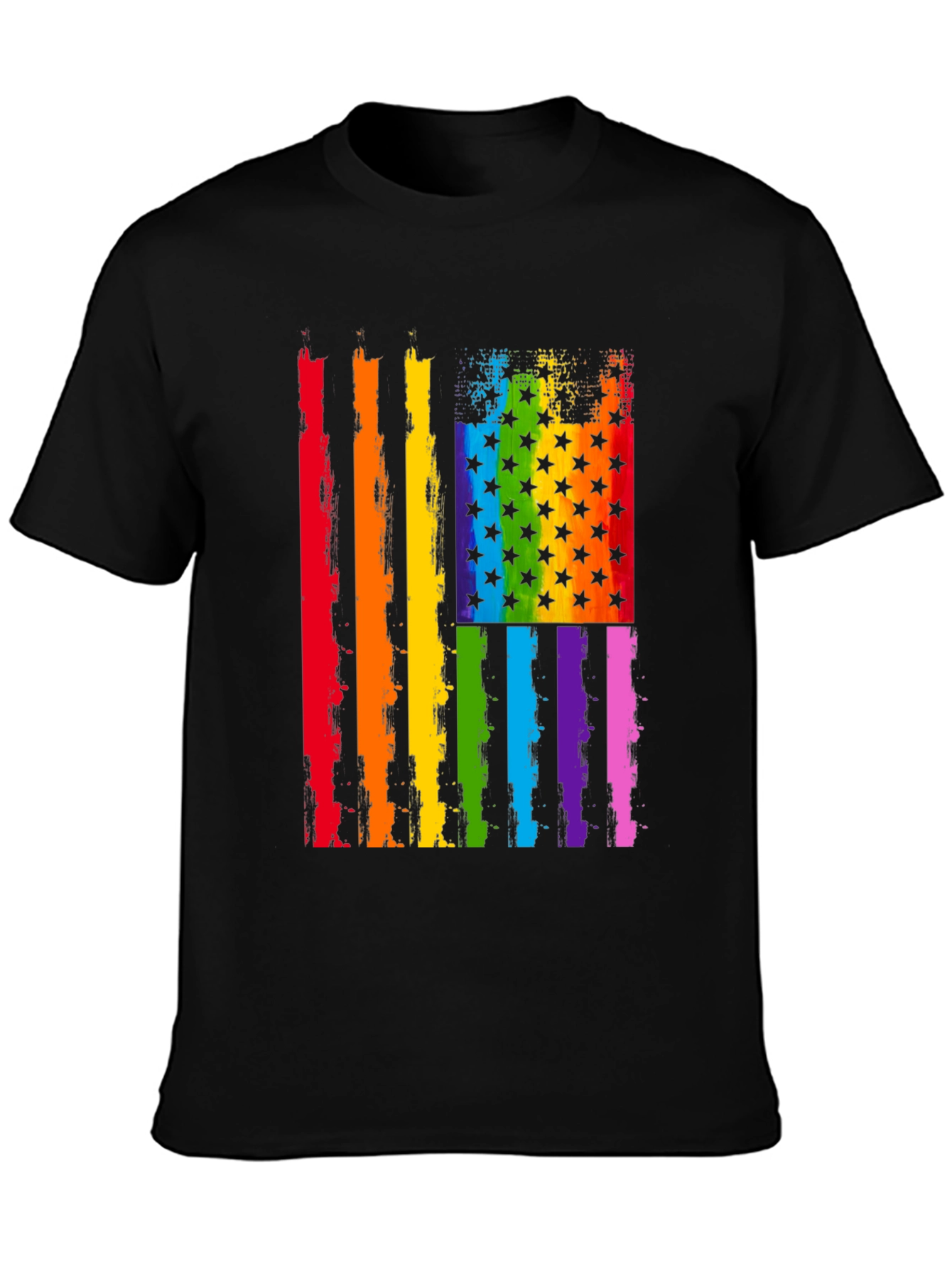 Pride Flag Graphic Tee - Unisex Black Shirt