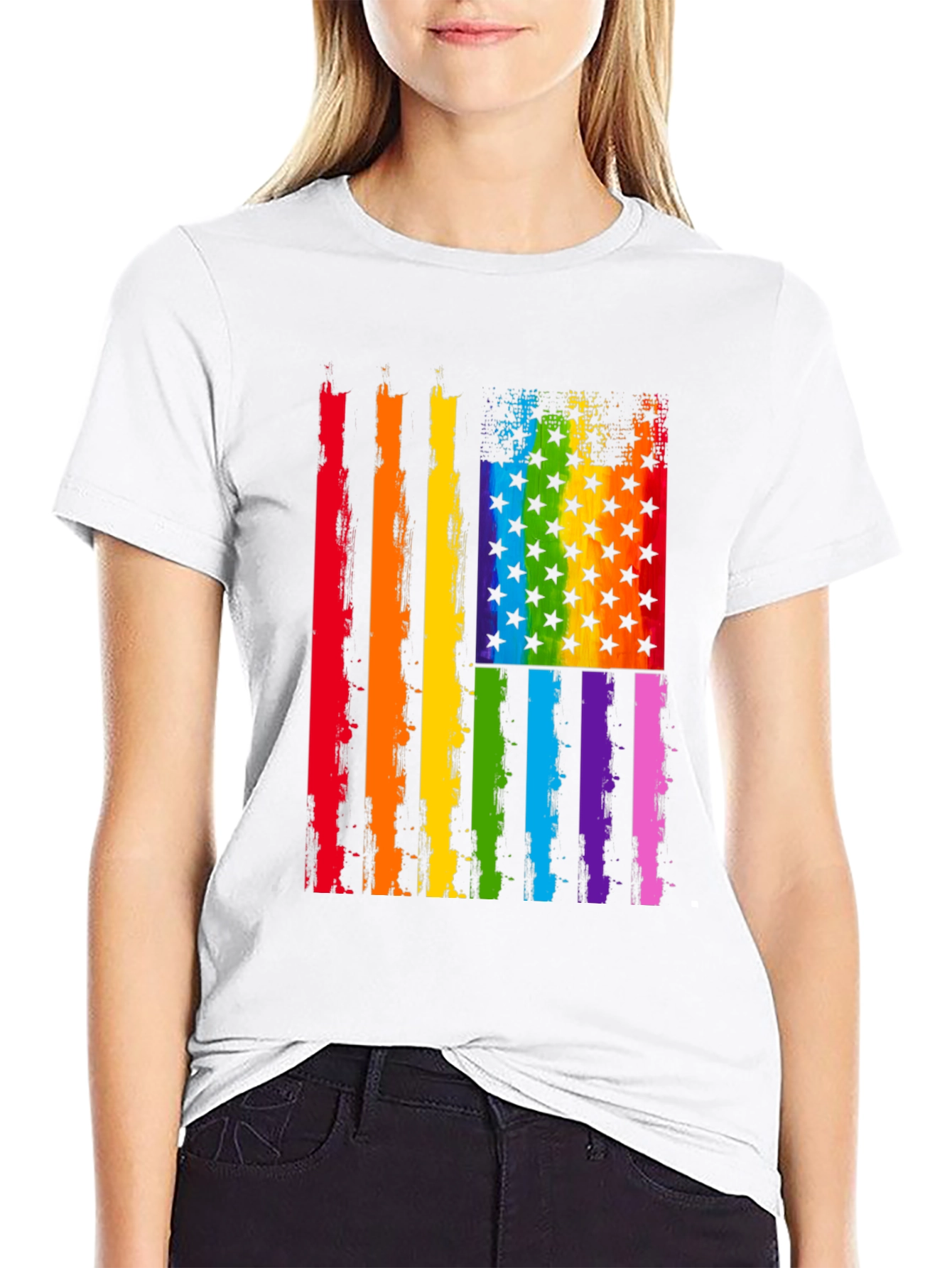 Pride Flag Graphic Tee - Unisex Black Shirt