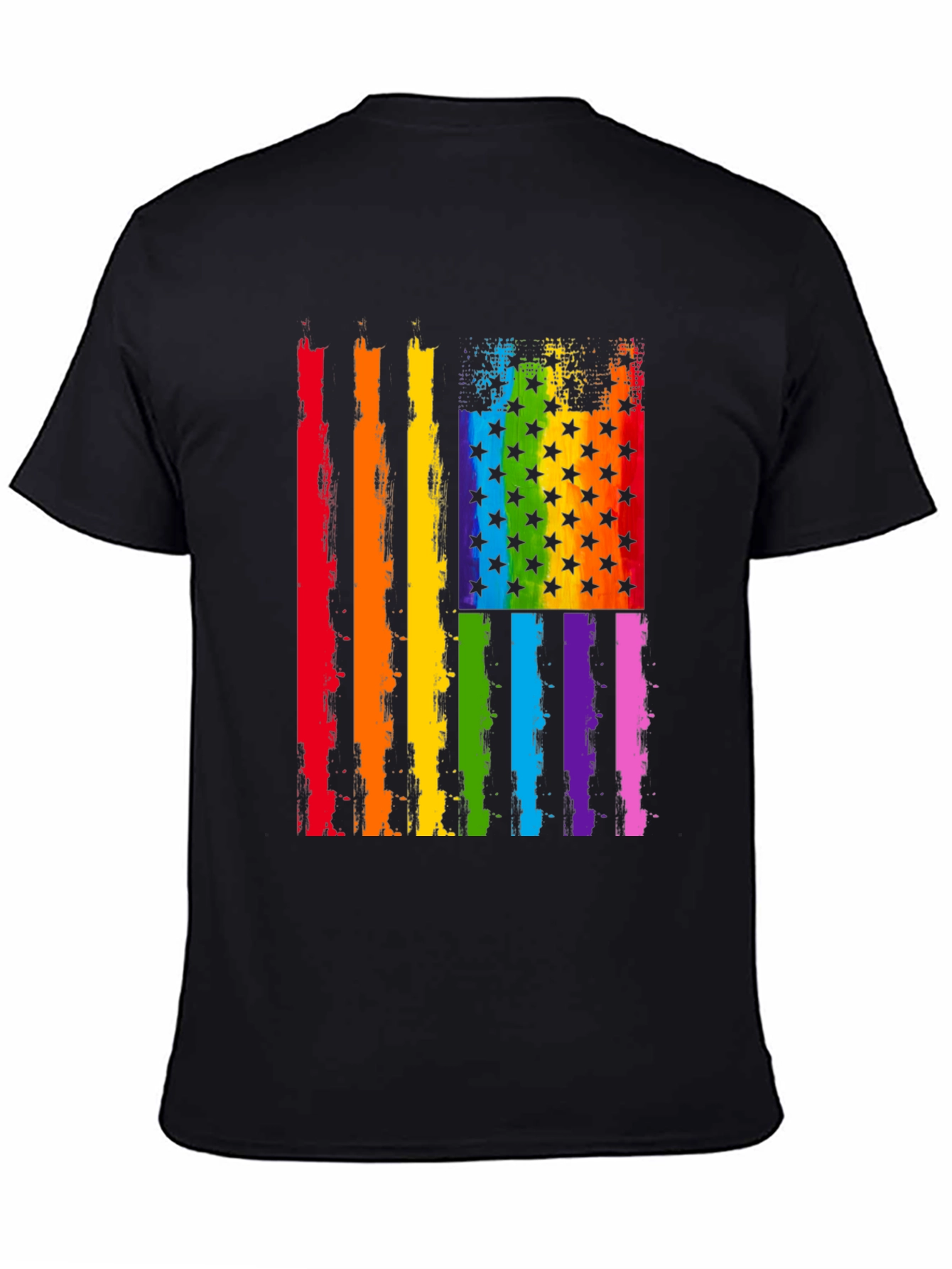 Pride Flag Graphic Tee - Unisex Black Shirt