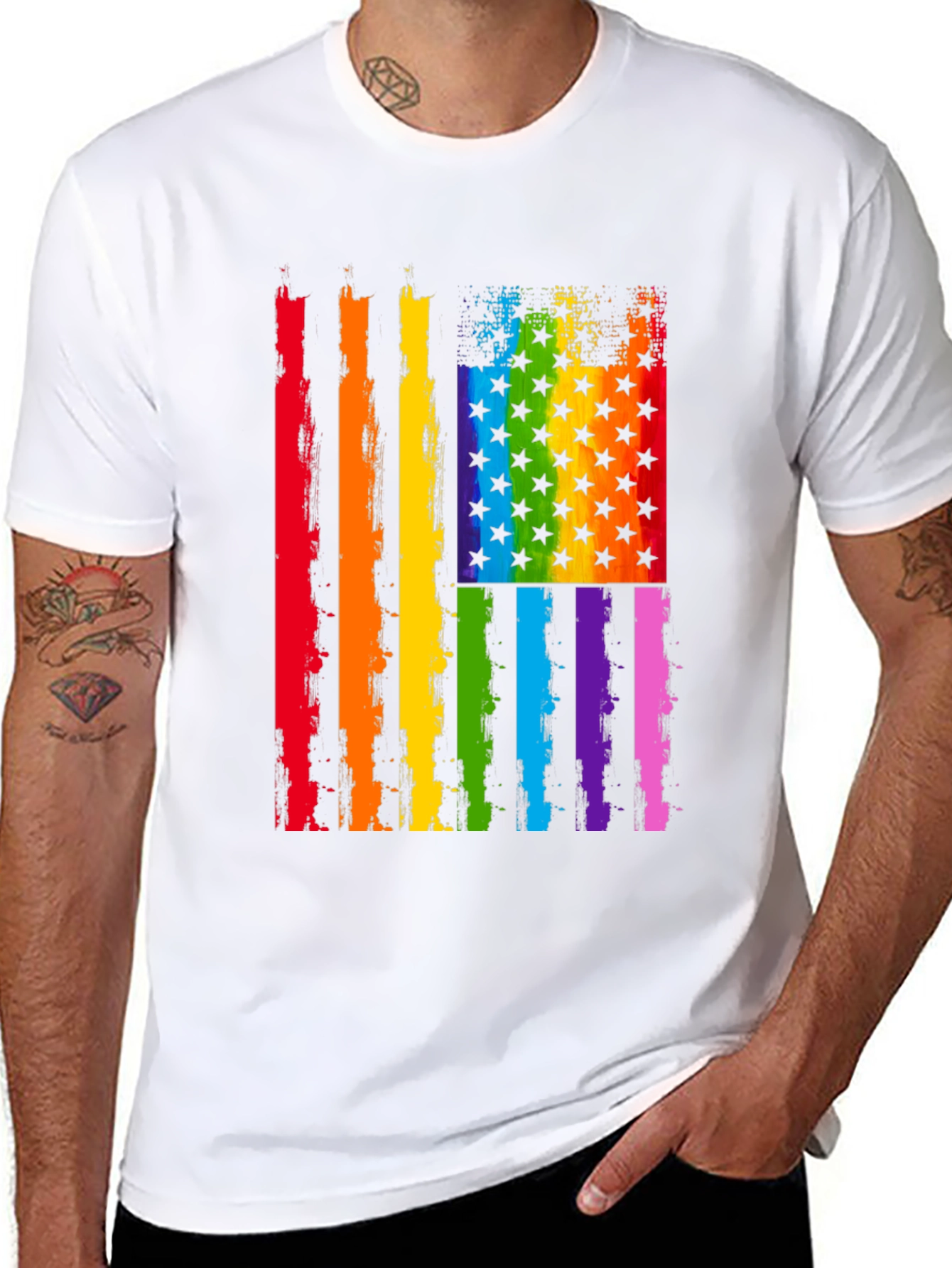 Pride Flag Graphic Tee - Unisex Black Shirt