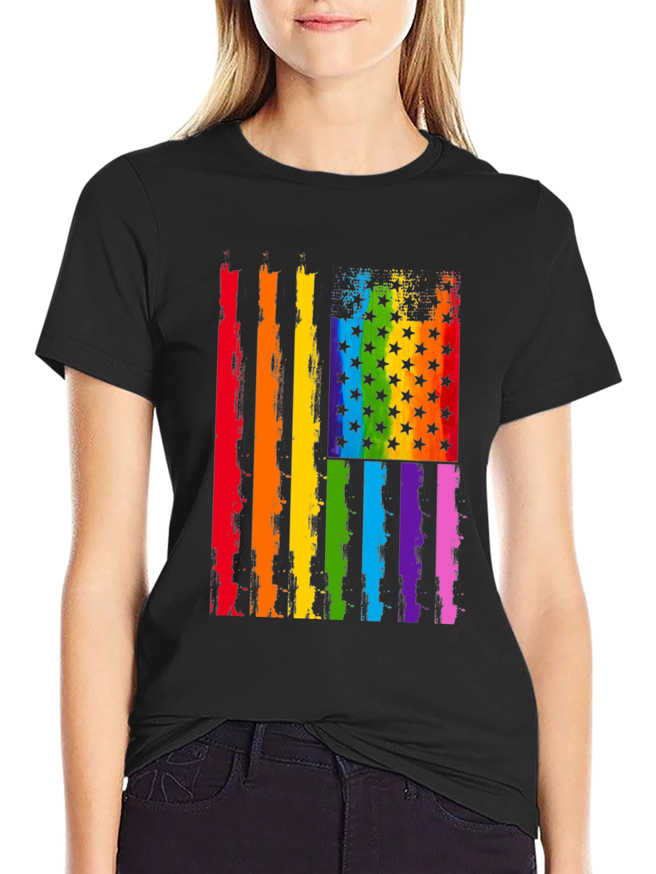 Pride Flag Graphic Tee - Unisex Black Shirt