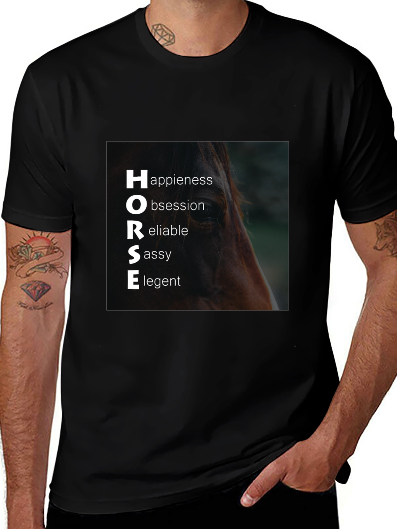 Horse Acronym T-Shirt: Happiness Obsession Reliable Sassy Elegant