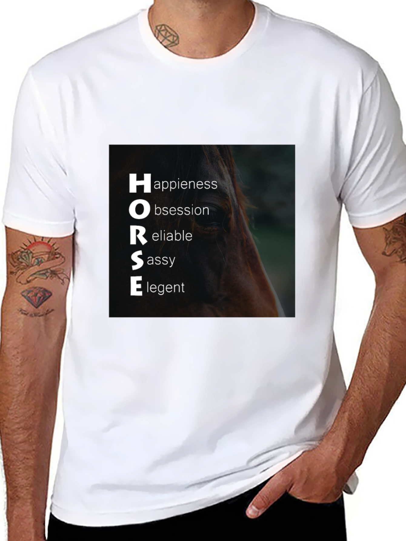Horse Acronym T-Shirt: Happiness Obsession Reliable Sassy Elegant