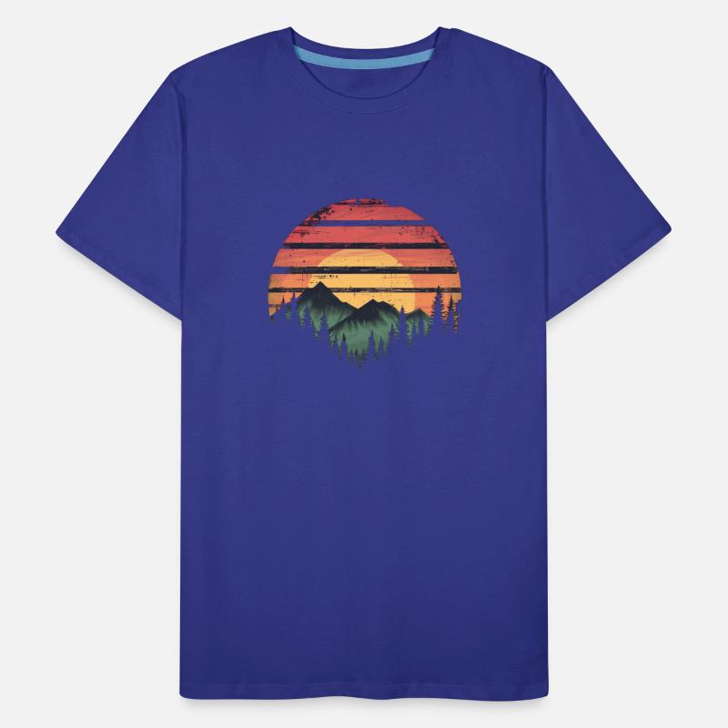 Sunset Forest Mountain Outdoor Retro 80s Vintage