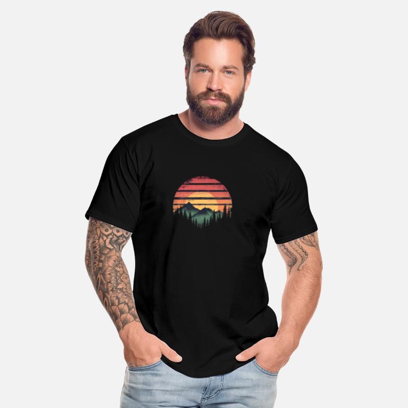 Sunset Forest Mountain Outdoor Retro 80s Vintage