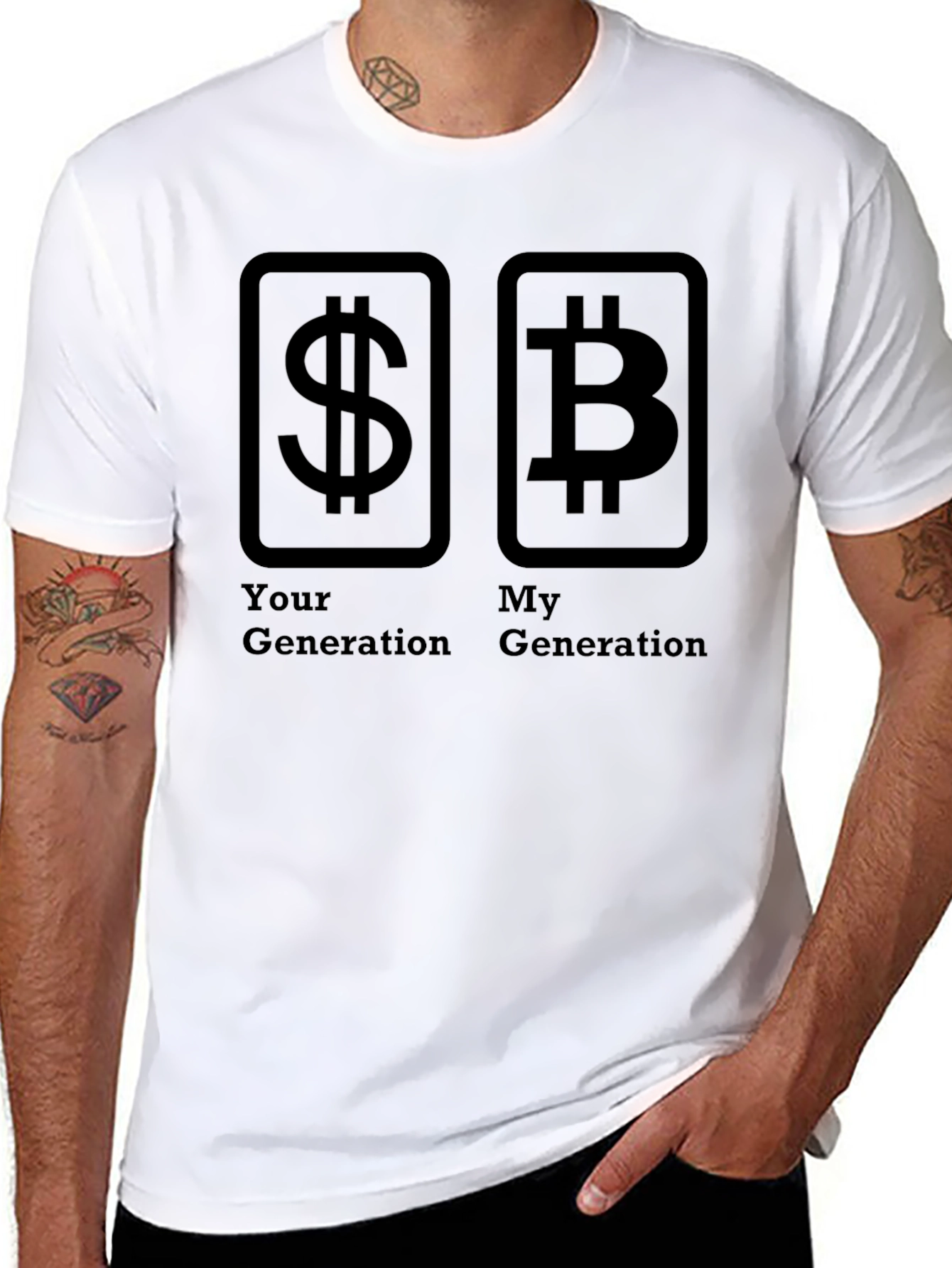 Crypto Generation T-Shirt Bitcoin VS Dollar Black Tee