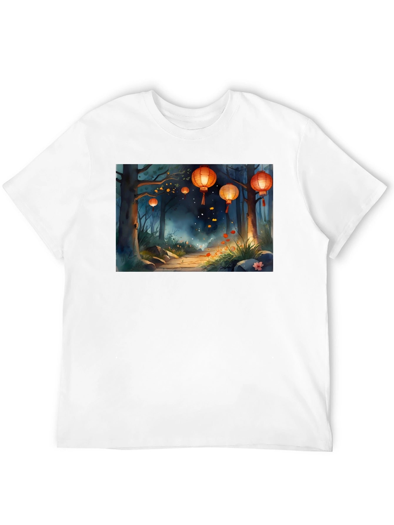 Lantern Forest Graphic Tee - Stylish Black T-Shirt