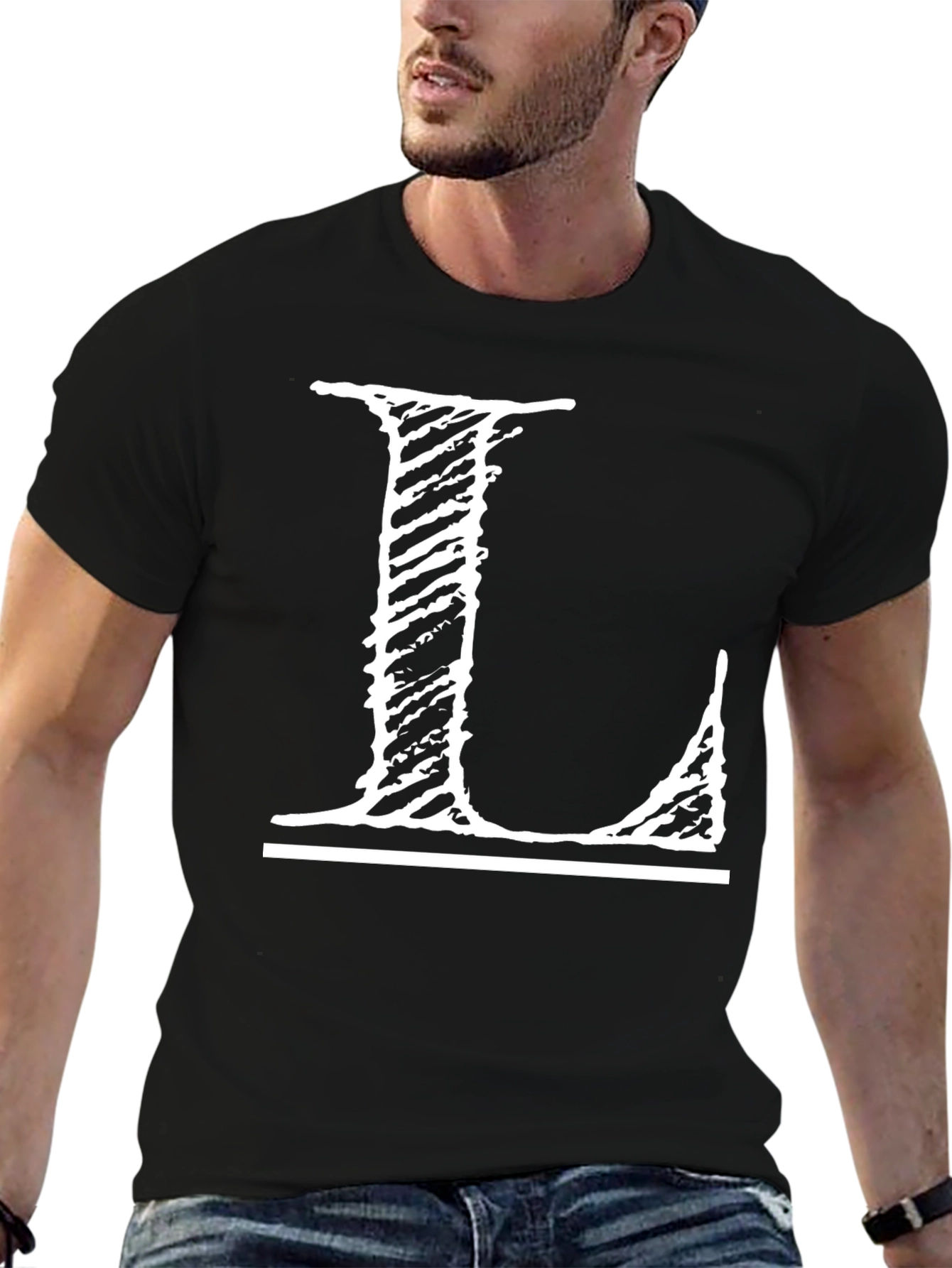 Letter L Graphic Tee - Distressed Style