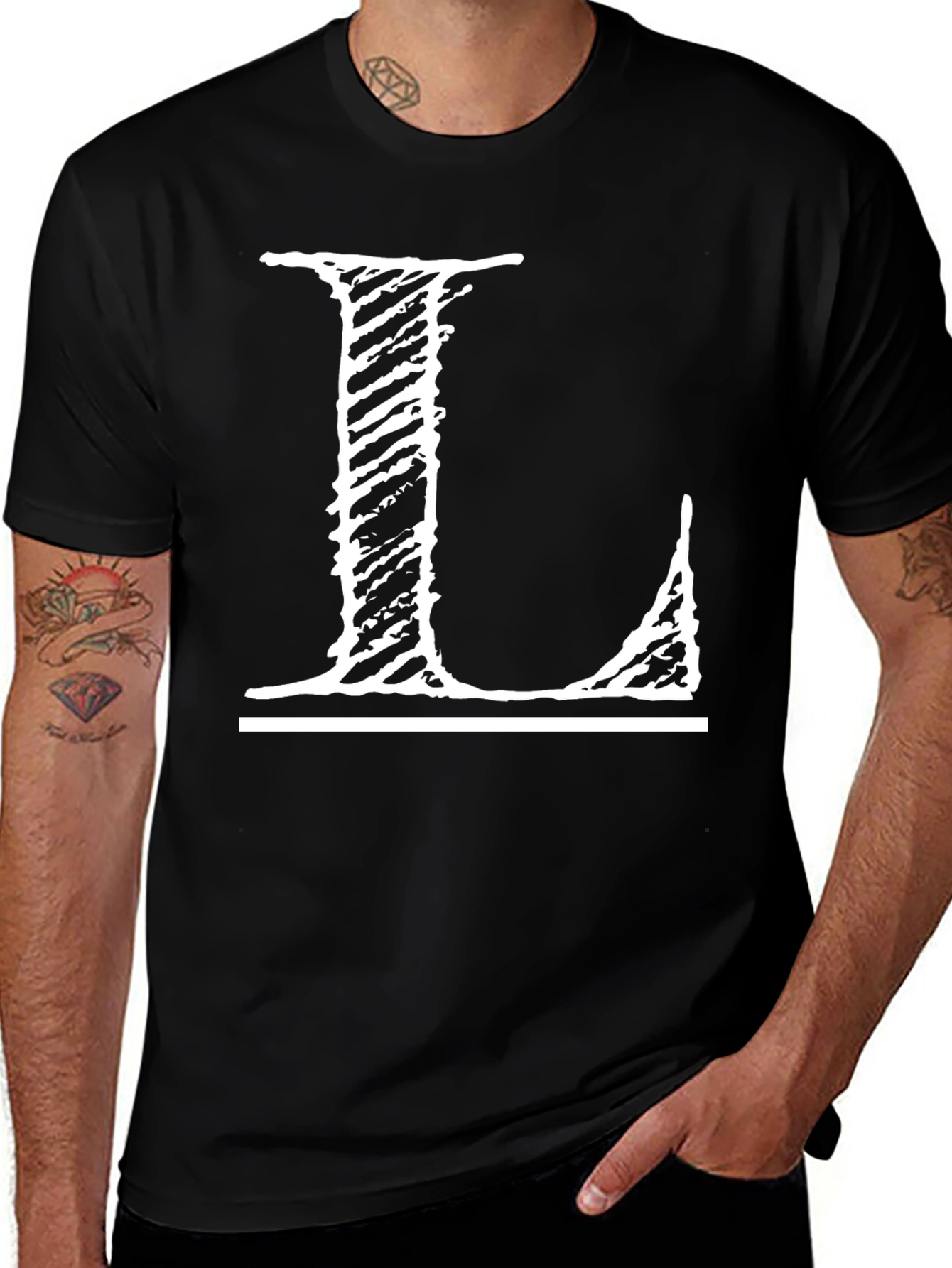 Letter L Graphic Tee - Distressed Style