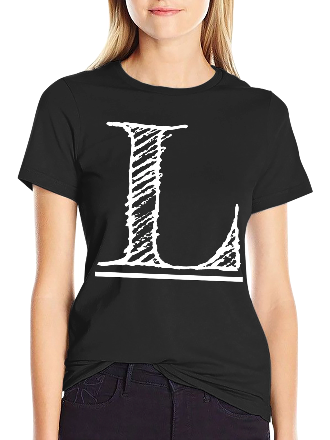 Letter L Graphic Tee - Distressed Style