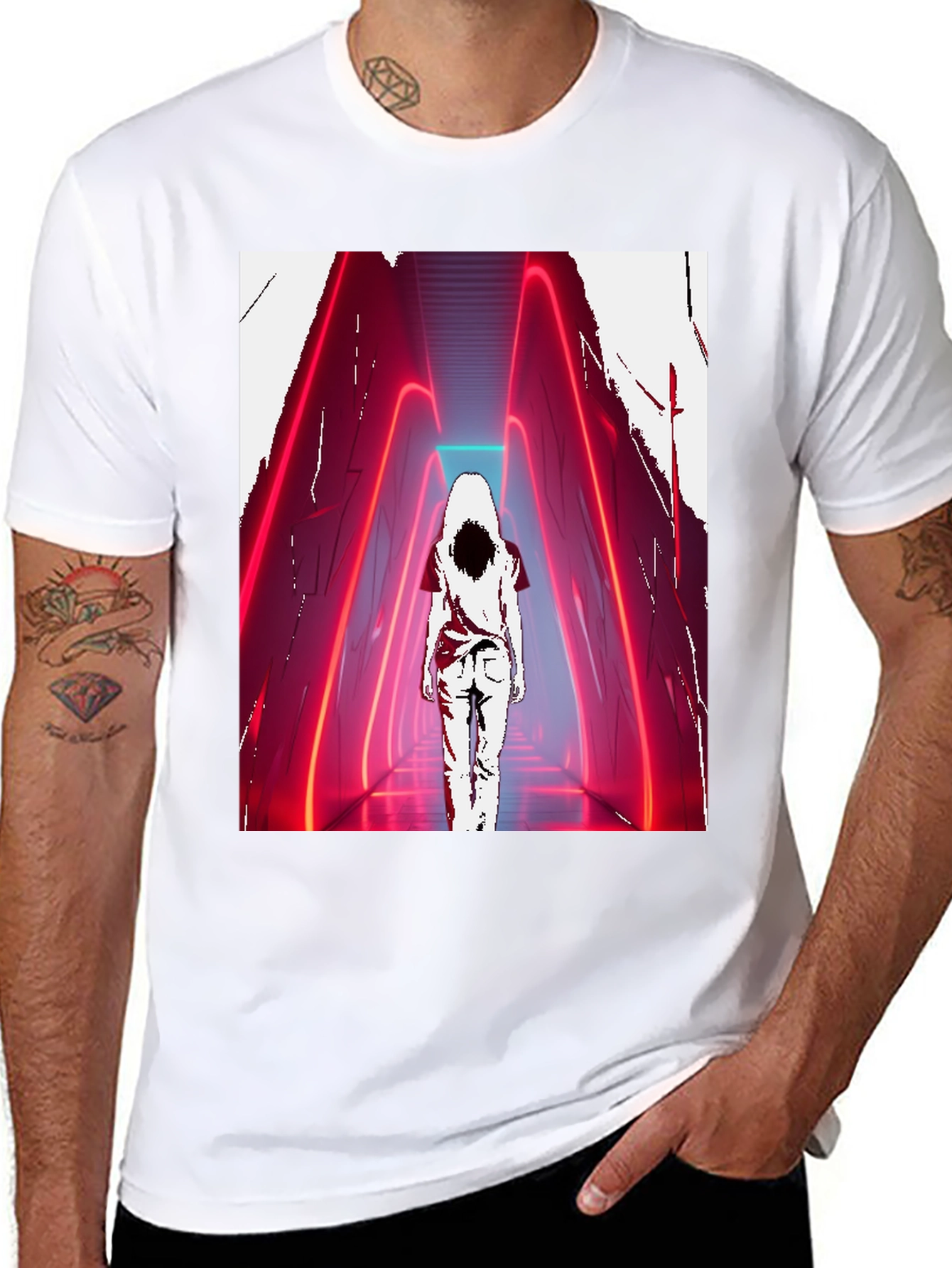 Neon Hallway T-Shirt - Mysterious Aesthetic Graphic Tee