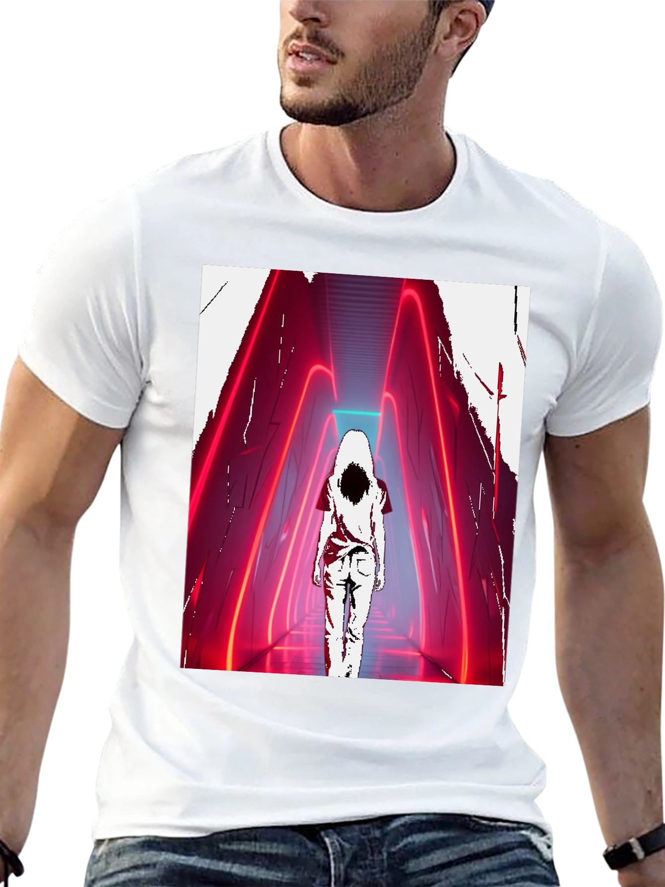 Neon Hallway T-Shirt - Mysterious Aesthetic Graphic Tee