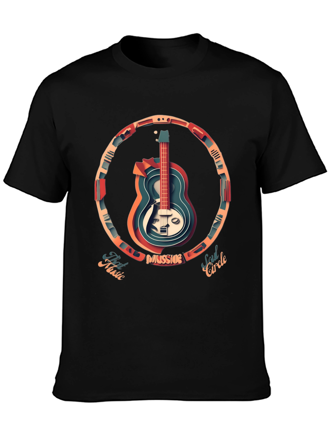 Guitar Circle Graphic Tee - Music Lovers T-Shirt