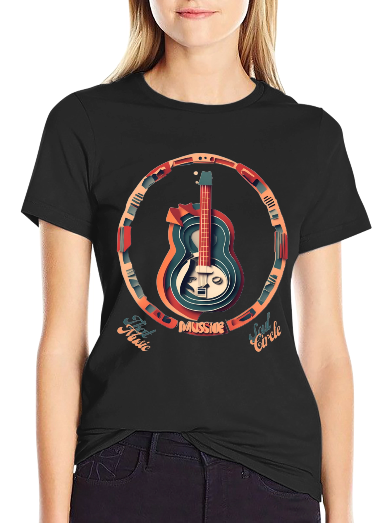 Guitar Circle Graphic Tee - Music Lovers T-Shirt