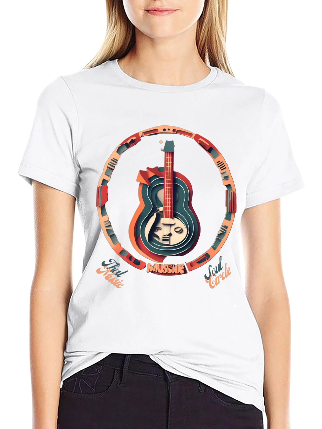 Guitar Circle Graphic Tee - Music Lovers T-Shirt