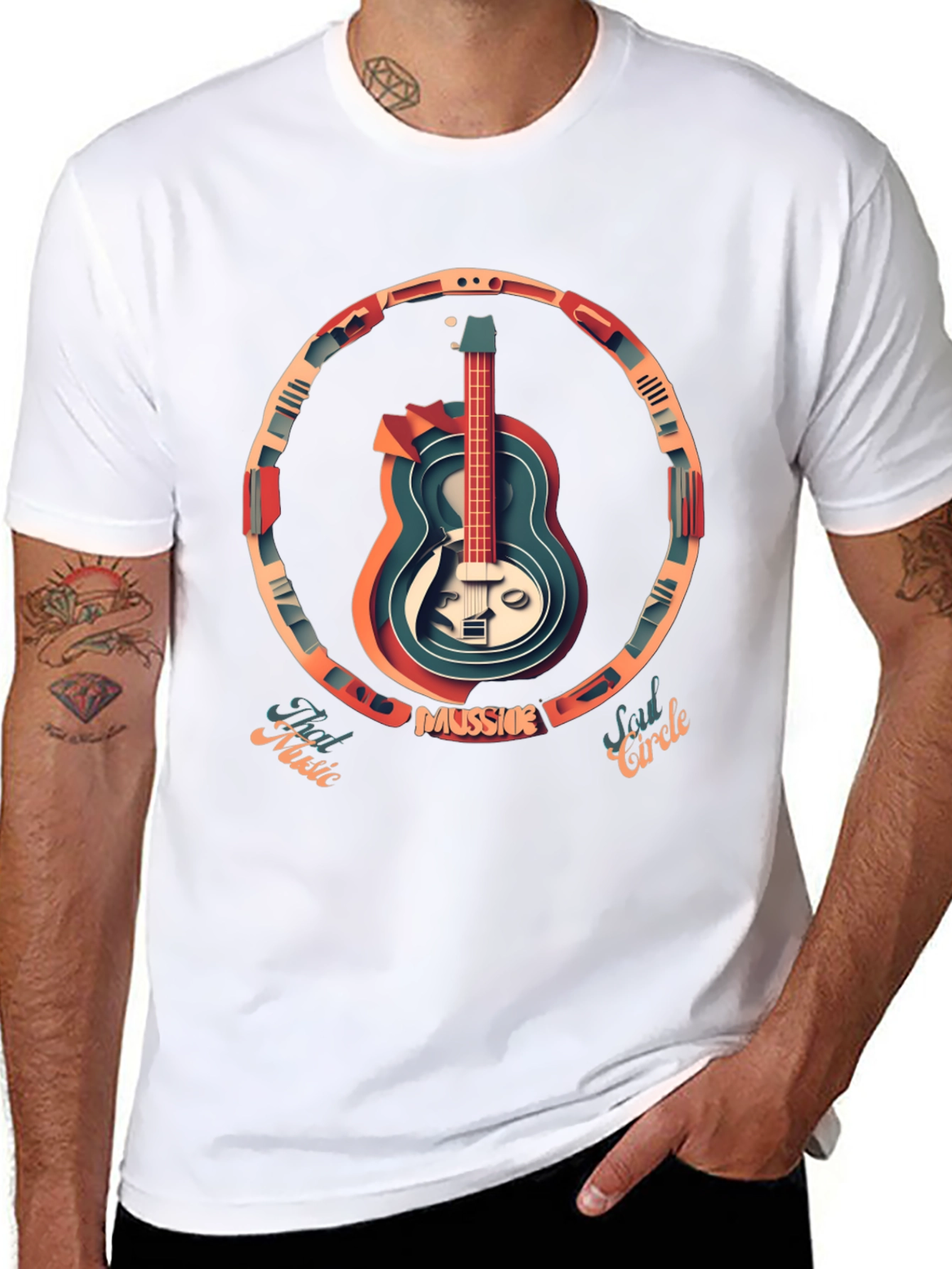 Guitar Circle Graphic Tee - Music Lovers T-Shirt
