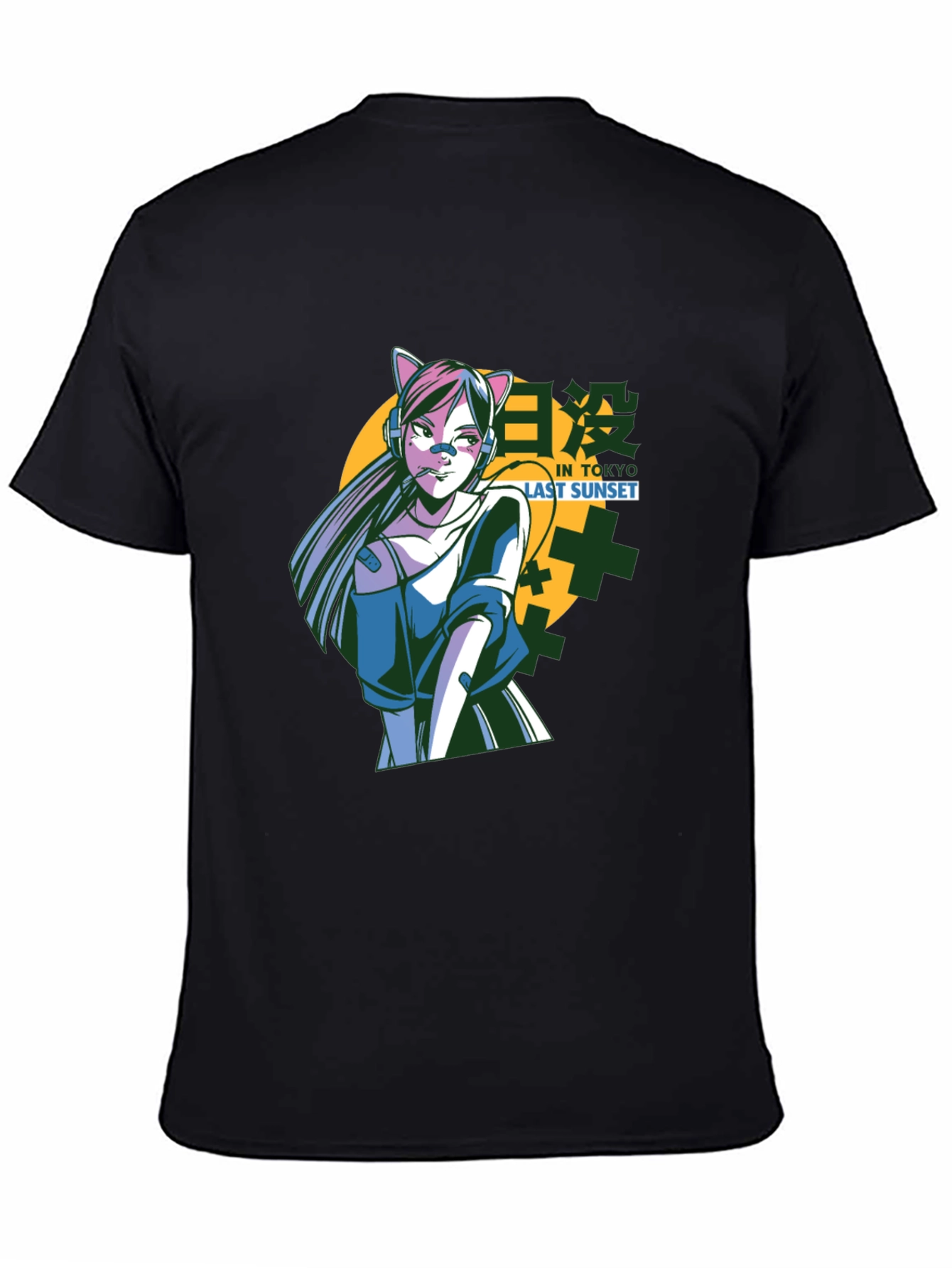 Anime Girl Graphic Black T-Shirt