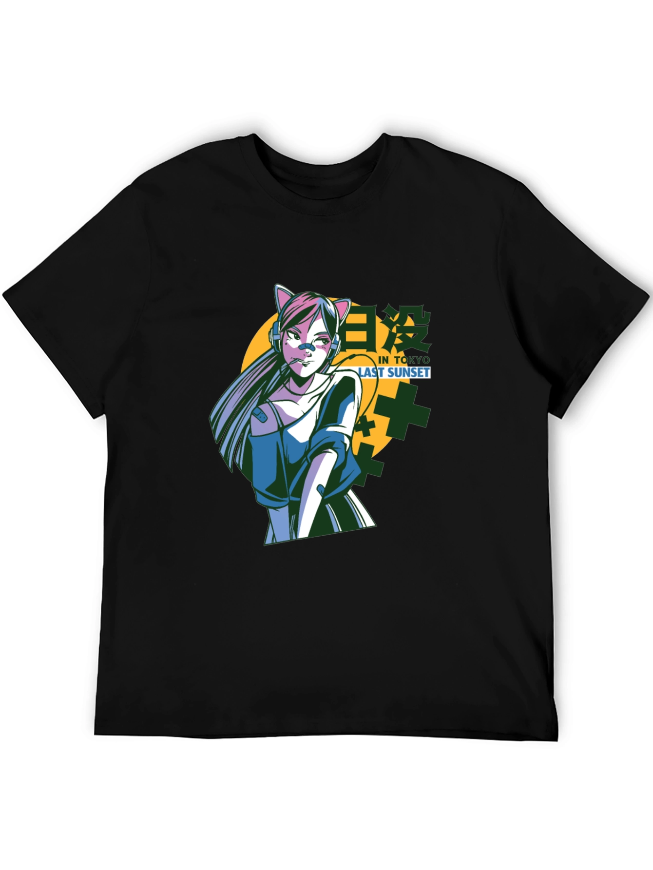 Anime Girl Graphic Black T-Shirt