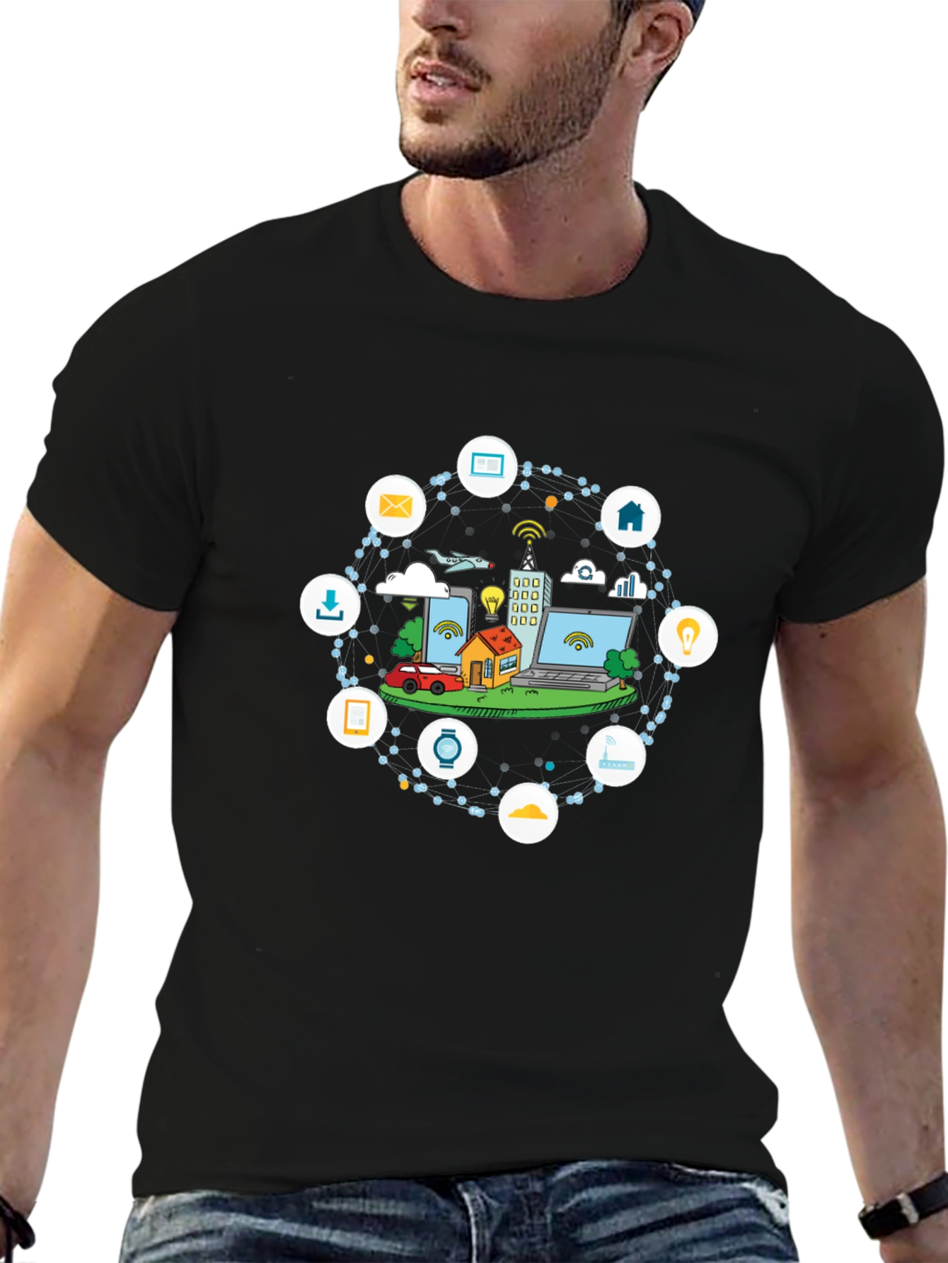 Smart Tech T-Shirt - Black Crew Neck