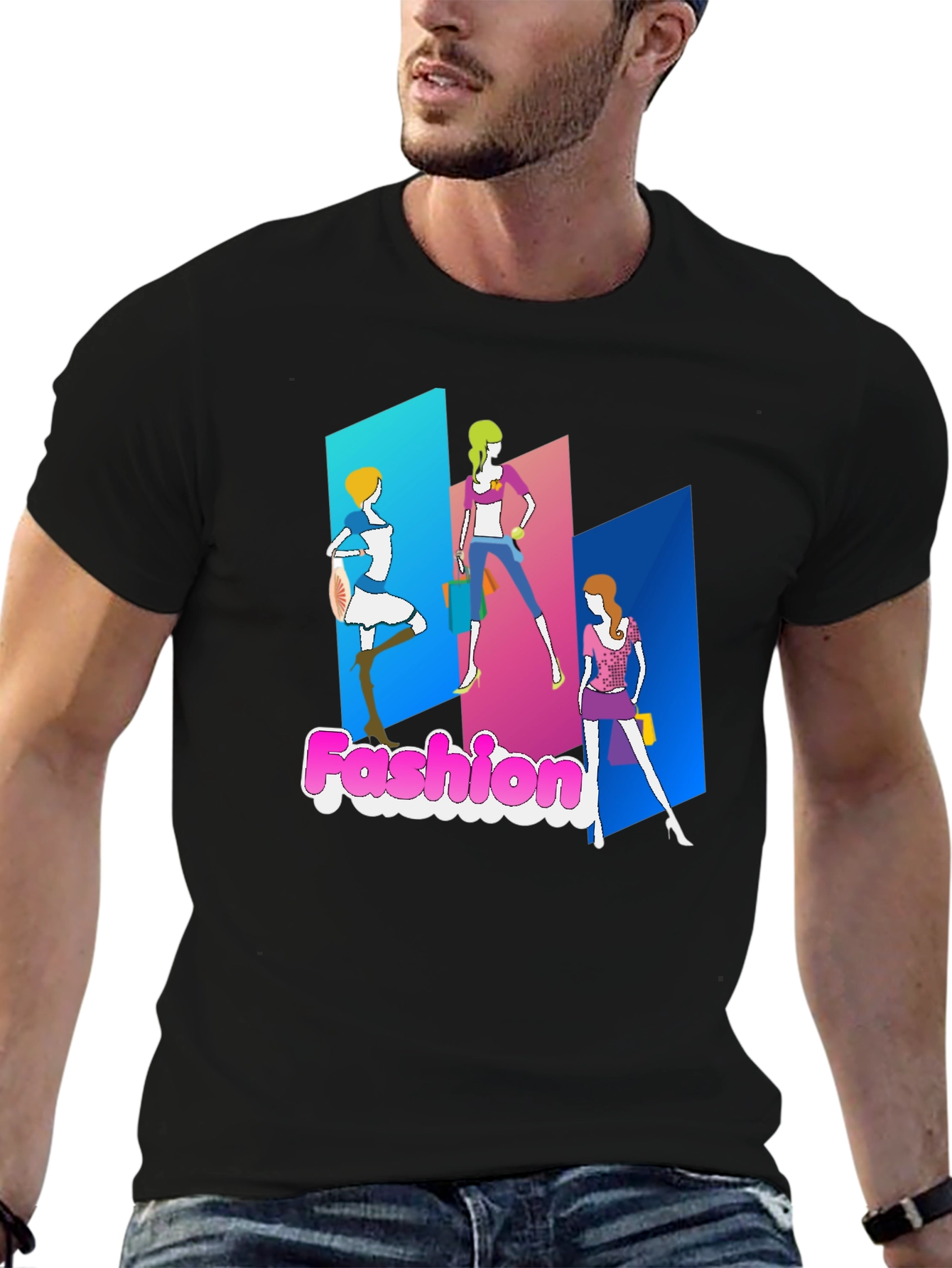 Fashion Graphic Print Black T-Shirt