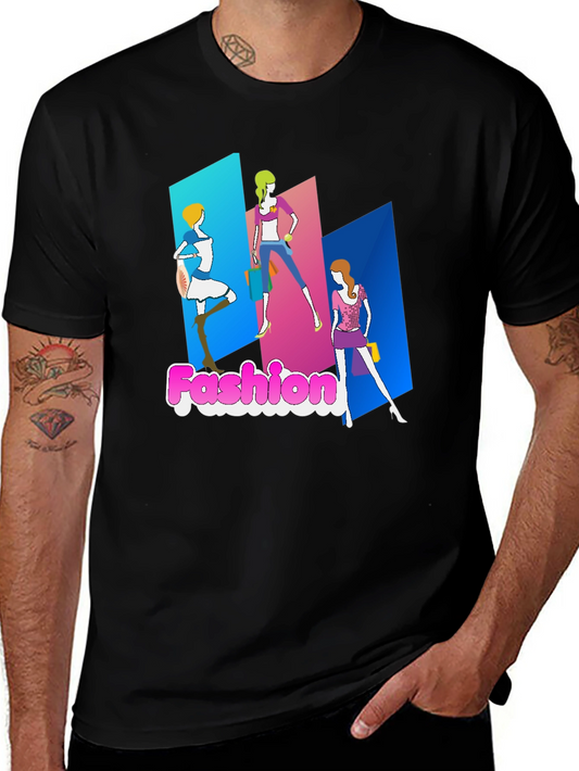 Fashion Graphic Print Black T-Shirt
