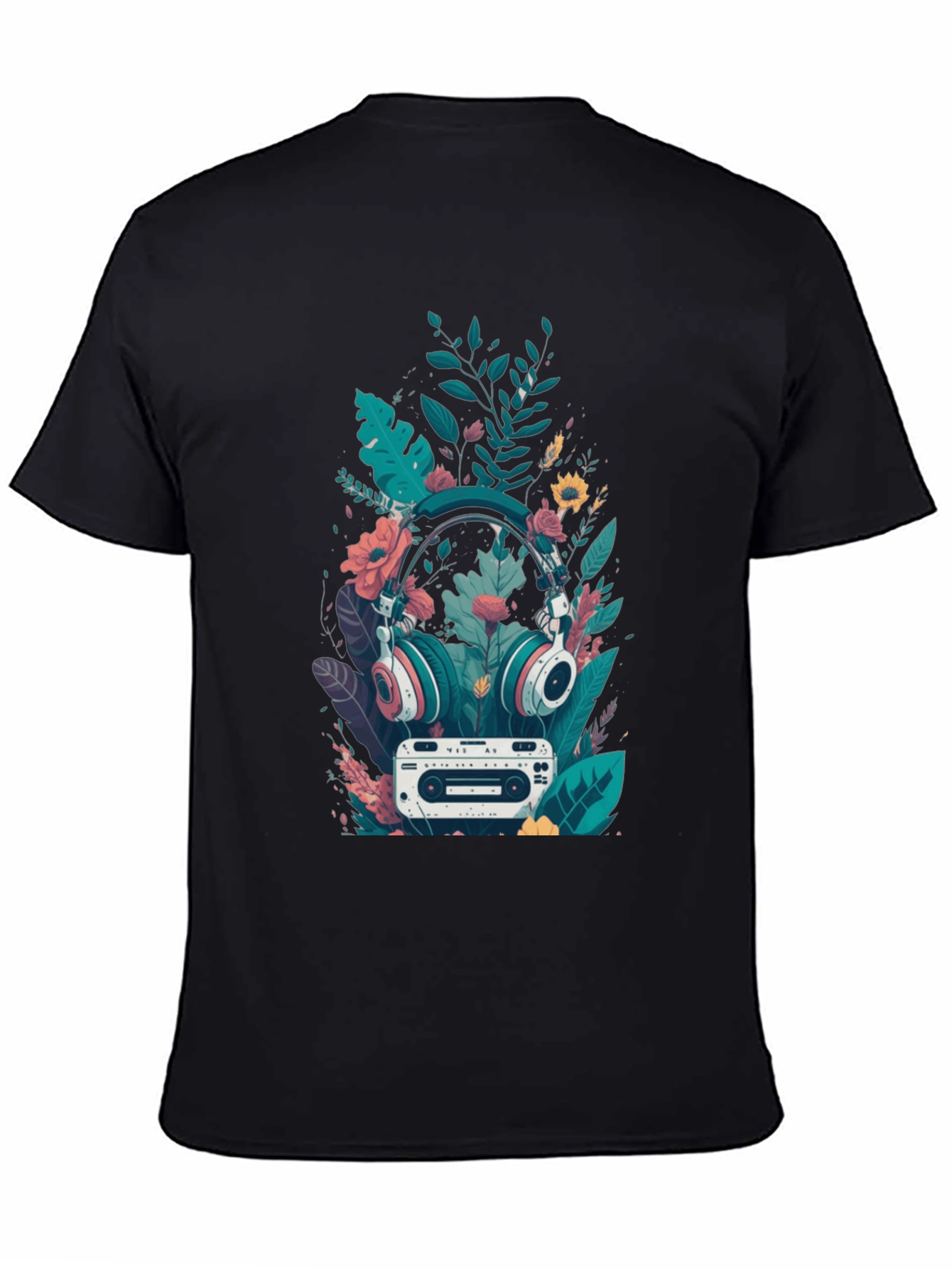 Retro Vibes Graphic Tee - Headphones & Cassette