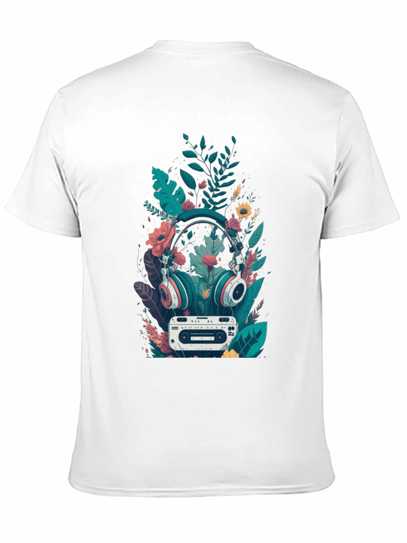 Retro Vibes Graphic Tee - Headphones & Cassette