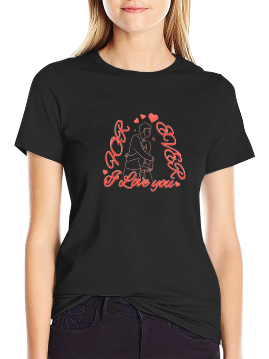Forever Love Graphic Tee - Black Cotton Blend
