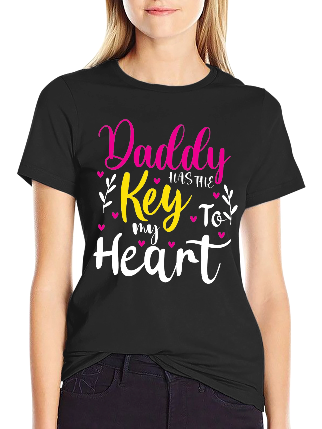 Daddys Key to My Heart - Black T-Shirt