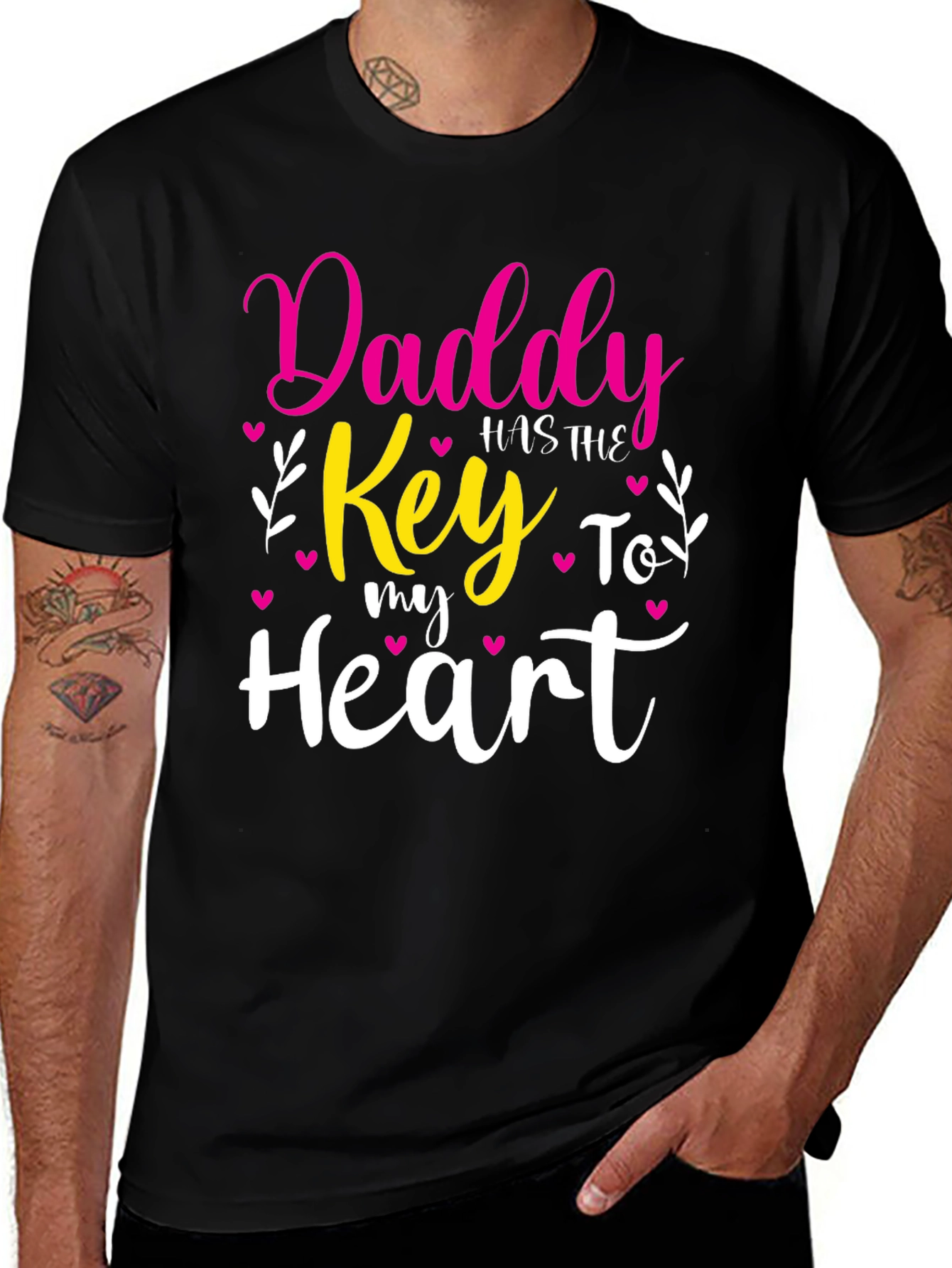Daddys Key to My Heart - Black T-Shirt