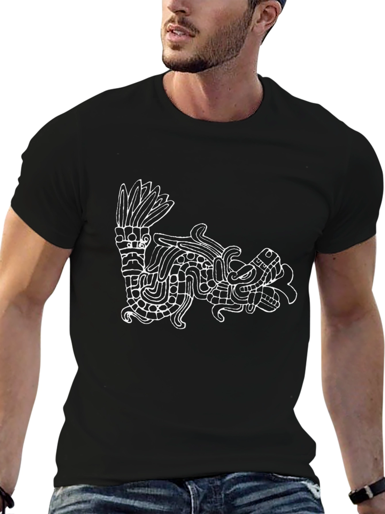 Aztec Serpent Graphic Tee - Black