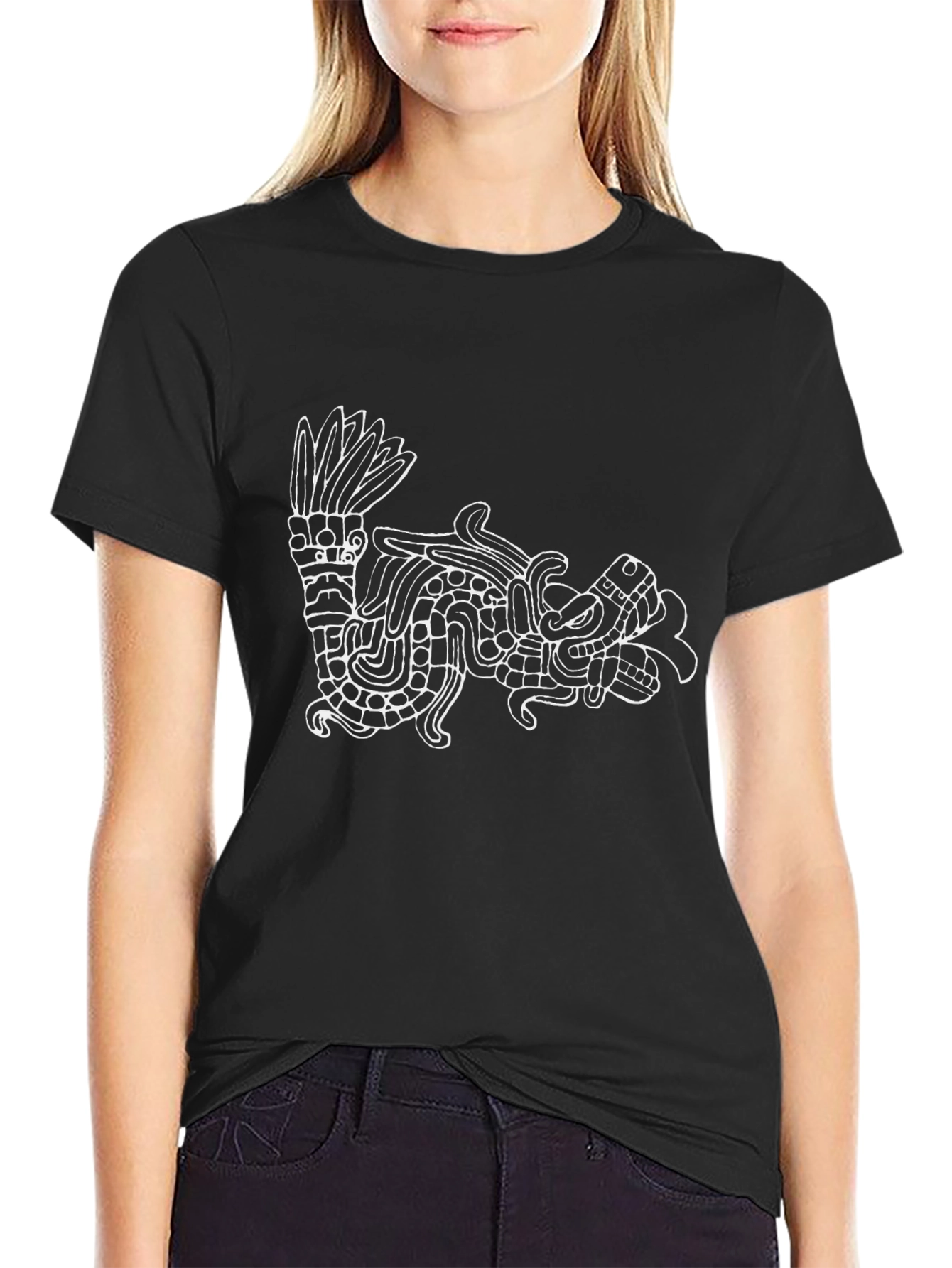 Aztec Serpent Graphic Tee - Black