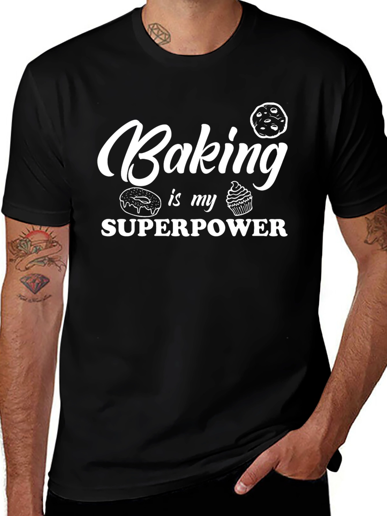 Baking is My Superpower T-Shirt - Black Graphic Tee